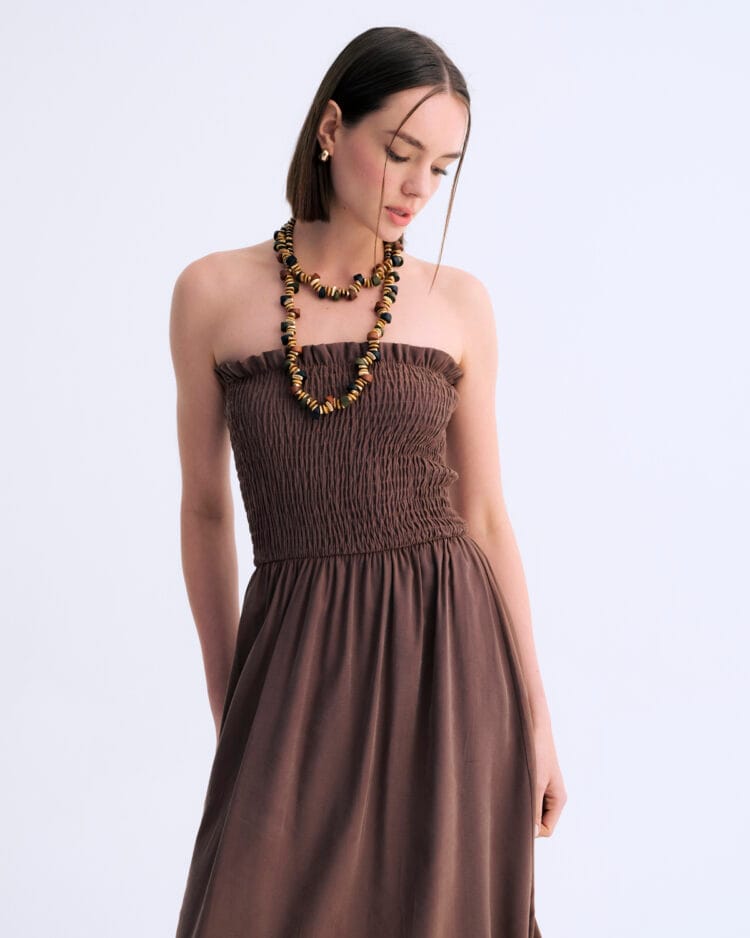 Serena Silk  Lastikli Straplez Elbise