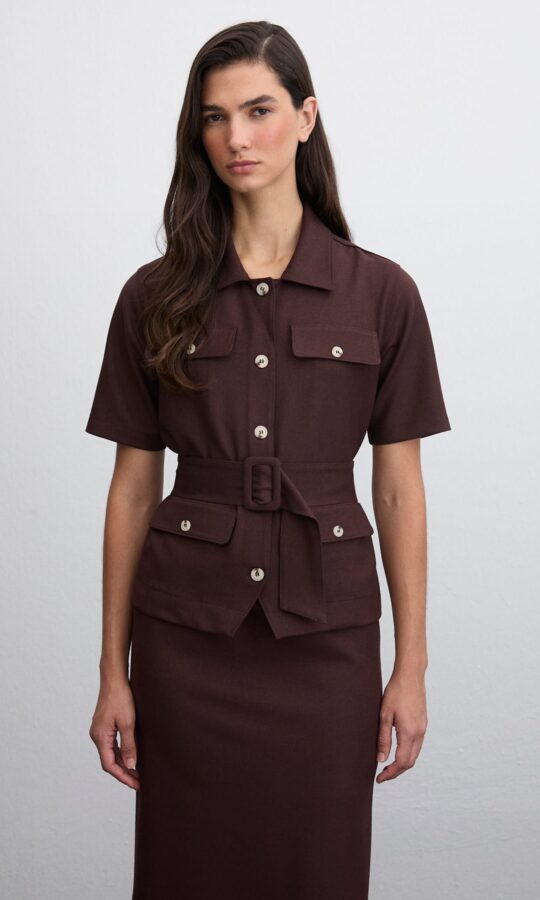 Urban Form Kısa Kollu Belinde Kemer Detaylı Ceket